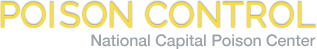 Poison Control logo featuring the text 'POISON CONTROL' in yellow and 'National Capital Poison Center' below, representing the National Capital Poison Center.