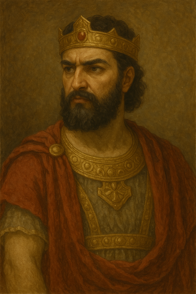 Oil painting of Artaxerxes III of Persia, a powerful Achaemenid king who died by confirmed poisoning in 338 BCE.