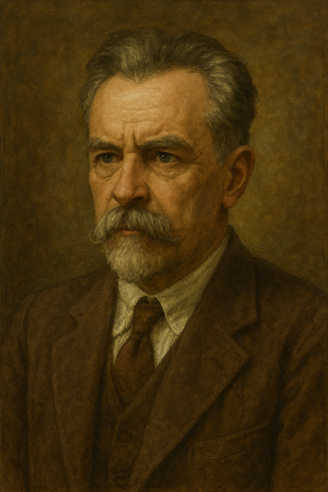 Oil painting of Nikolai Koltsov, Russian biologist and genetics pioneer, who died in 1940 under suspicious circumstances, possibly from NKVD poisoning.