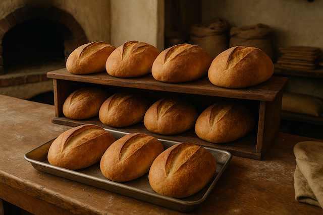 “Close-up of freshly baked bread loaves in a small Colombian bakery, symbolizing the contaminated flour that caused the 1967 Chiquinquirá Folidol poisoning tragedy