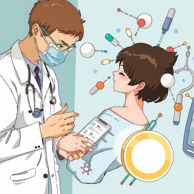 Illustration of a doctor monitoring a patient for opioid overdose, symbolizing research from the Fentalog Study on delayed intubation risk and optimal observation periods in emergency care